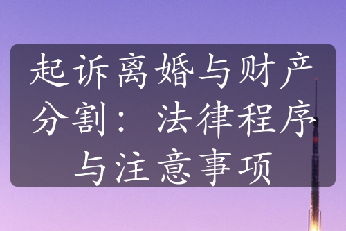 起诉离婚与财产分割：法律程序与注意事项