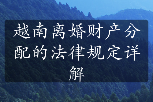 越南离婚财产分配的法律规定详解