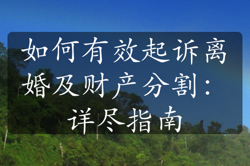 如何有效起诉离婚及财产分割：详尽指南