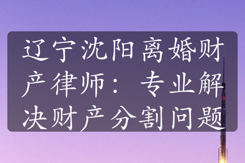 辽宁沈阳离婚财产律师：专业解决财产分割问题