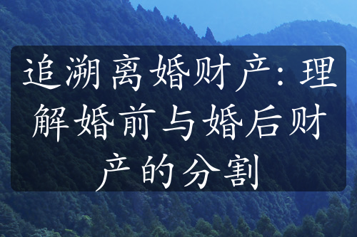 追溯离婚财产: 理解婚前与婚后财产的分割