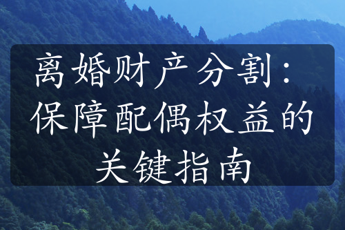 离婚财产分割：保障配偶权益的关键指南