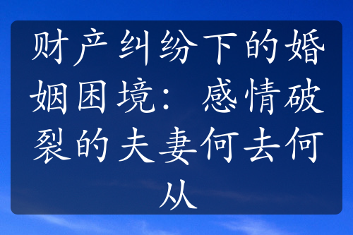 财产纠纷下的婚姻困境：感情破裂的夫妻何去何从