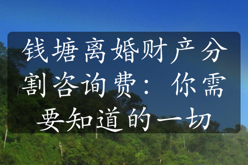 钱塘离婚财产分割咨询费：你需要知道的一切