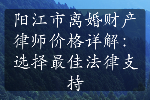 阳江市离婚财产律师价格详解：选择最佳法律支持