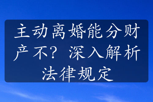 主动离婚能分财产不？深入解析法律规定