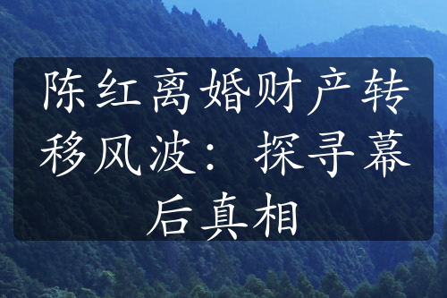 陈红离婚财产转移风波：探寻幕后真相