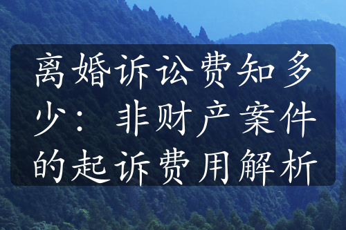 离婚诉讼费知多少：非财产案件的起诉费用解析