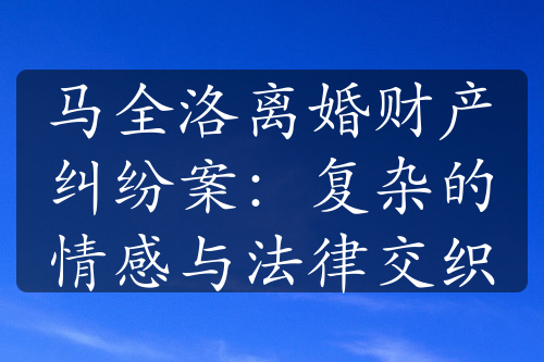 马全洛离婚财产纠纷案：复杂的情感与法律交织