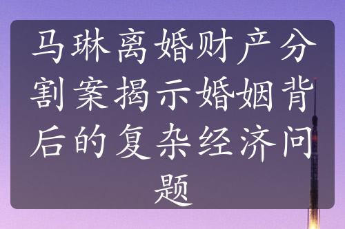 马琳离婚财产分割案揭示婚姻背后的复杂经济问题