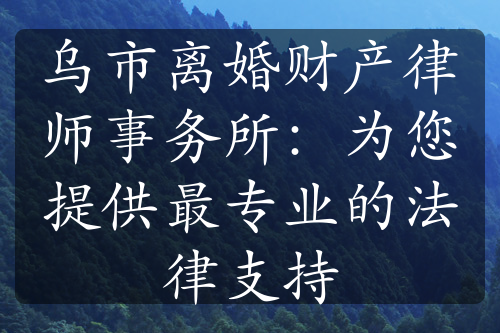 乌市离婚财产律师事务所：为您提供最专业的法律支持