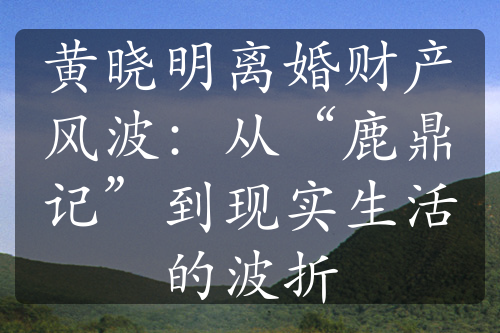 黄晓明离婚财产风波：从“鹿鼎记”到现实生活的波折