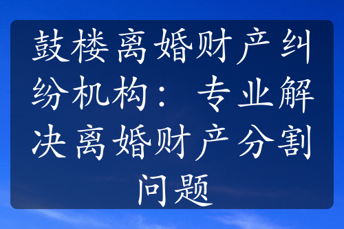 鼓楼离婚财产纠纷机构：专业解决离婚财产分割问题