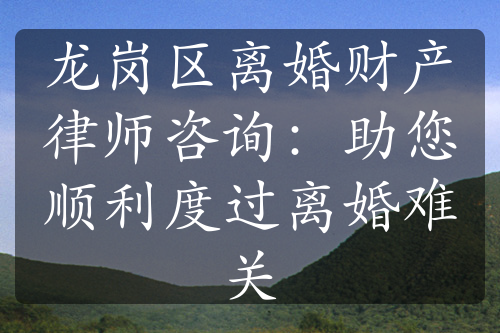 龙岗区离婚财产律师咨询：助您顺利度过离婚难关