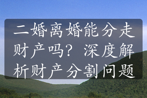 二婚离婚能分走财产吗？深度解析财产分割问题