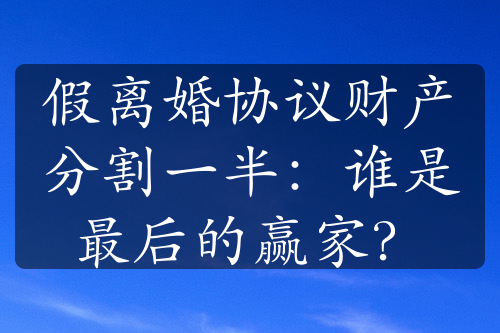 假离婚协议财产分割一半：谁是最后的赢家？