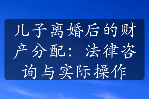 儿子离婚后的财产分配：法律咨询与实际操作