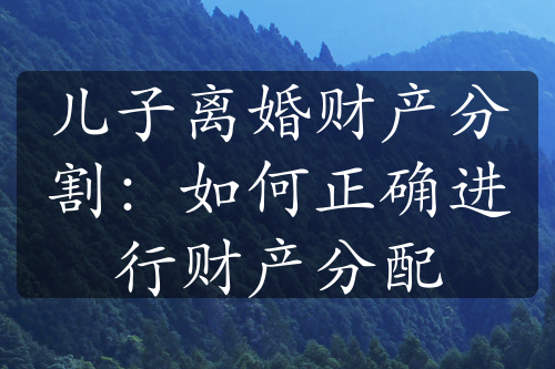 儿子离婚财产分割：如何正确进行财产分配