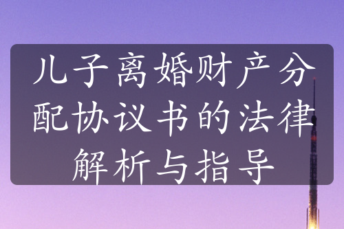 儿子离婚财产分配协议书的法律解析与指导