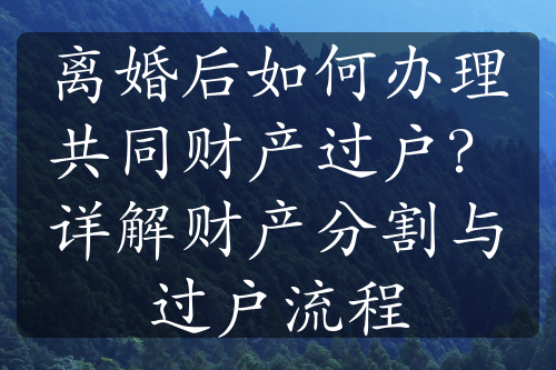 离婚后如何办理共同财产过户？详解财产分割与过户流程