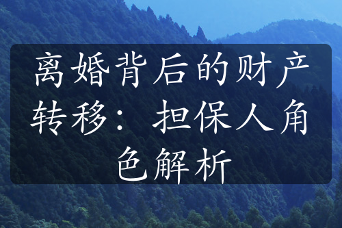 离婚背后的财产转移：担保人角色解析