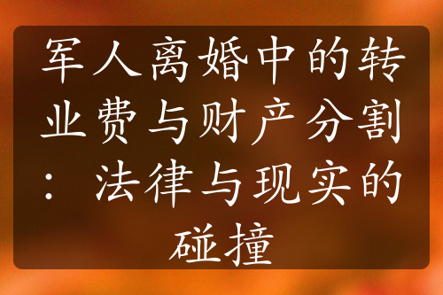 军人离婚中的转业费与财产分割：法律与现实的碰撞