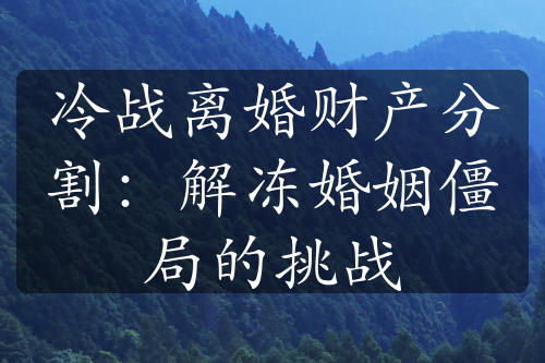 冷战离婚财产分割：解冻婚姻僵局的挑战