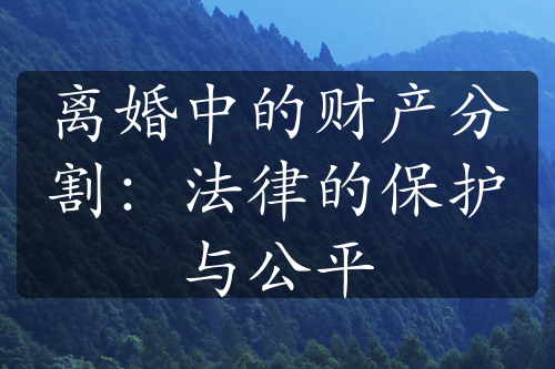 离婚中的财产分割：法律的保护与公平