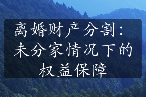 离婚财产分割：未分家情况下的权益保障