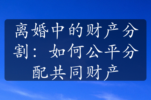 离婚中的财产分割：如何公平分配共同财产