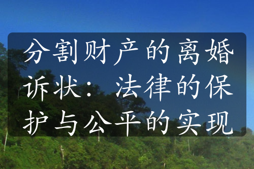 分割财产的离婚诉状：法律的保护与公平的实现