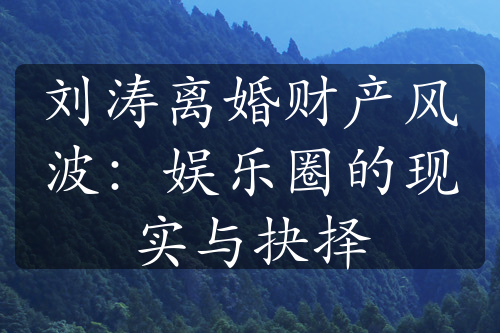 刘涛离婚财产风波：娱乐圈的现实与抉择