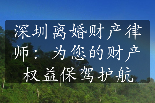 深圳离婚财产律师：为您的财产权益保驾护航