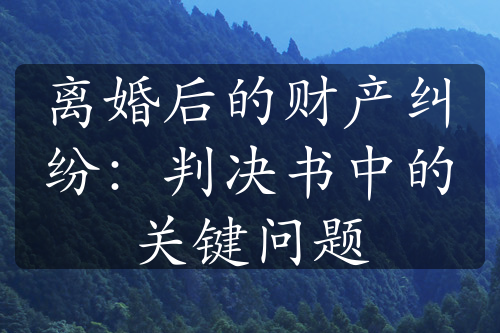 离婚后的财产纠纷：判决书中的关键问题