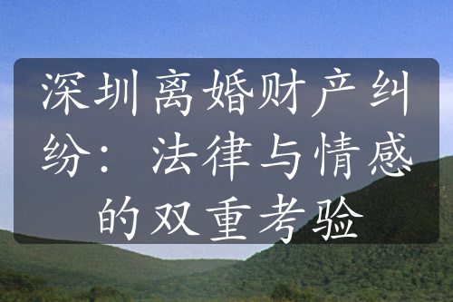 深圳离婚财产纠纷：法律与情感的双重考验