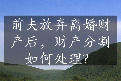 前夫放弃离婚财产后，财产分割如何处理？