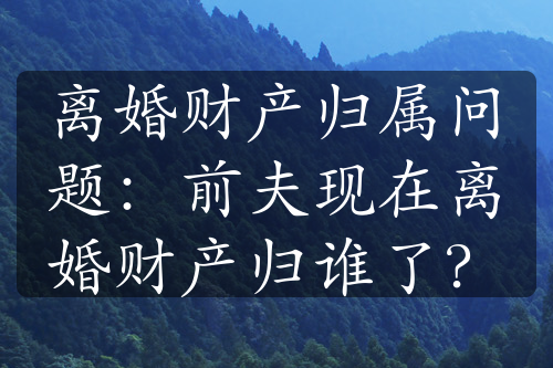 离婚财产归属问题：前夫现在离婚财产归谁了？