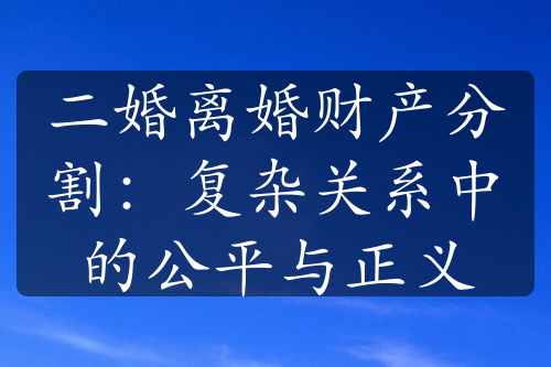 二婚离婚财产分割：复杂关系中的公平与正义