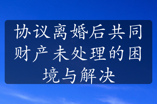 协议离婚后共同财产未处理的困境与解决