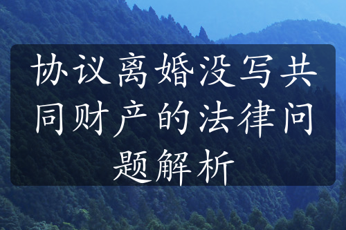 协议离婚没写共同财产的法律问题解析