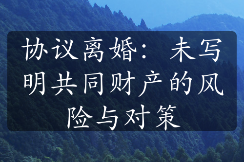 协议离婚：未写明共同财产的风险与对策