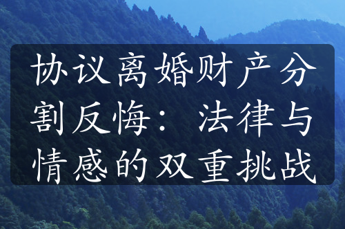 协议离婚财产分割反悔：法律与情感的双重挑战