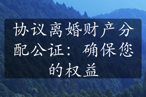 协议离婚财产分配公证：确保您的权益