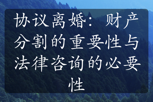 协议离婚：财产分割的重要性与法律咨询的必要性