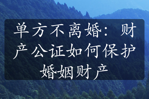 单方不离婚：财产公证如何保护婚姻财产