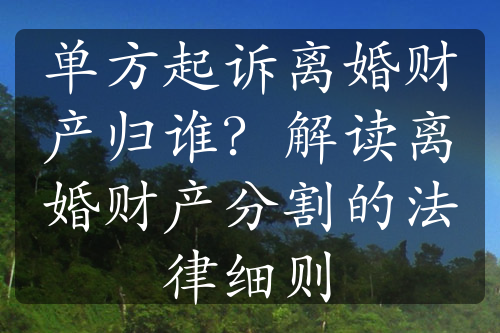 单方起诉离婚财产归谁？解读离婚财产分割的法律细则