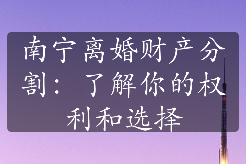 南宁离婚财产分割：了解你的权利和选择