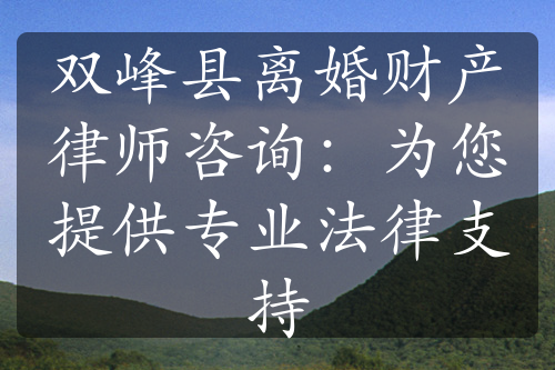 双峰县离婚财产律师咨询：为您提供专业法律支持