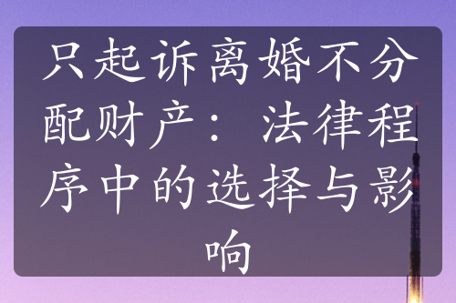 只起诉离婚不分配财产：法律程序中的选择与影响