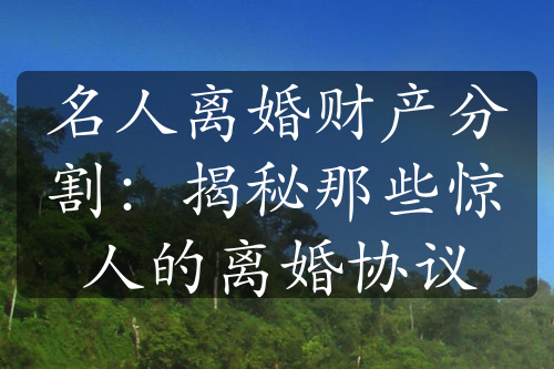 名人离婚财产分割：揭秘那些惊人的离婚协议